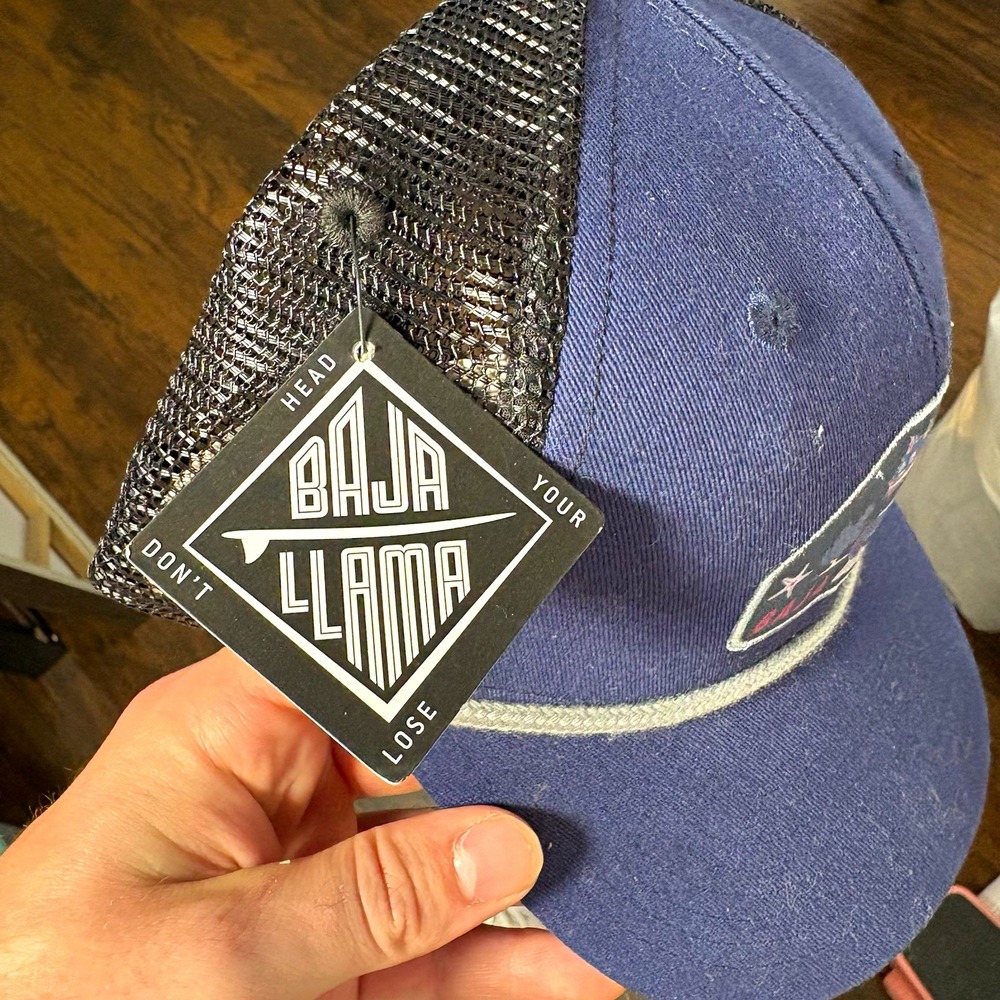 Baja Llama Trucker Hat New With Tags Sea Creature Catfish Patch Navy Rope Cap